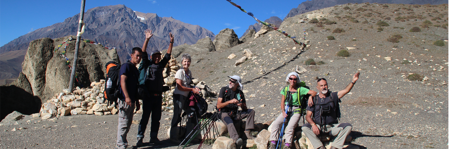 Excited travellers during trekking